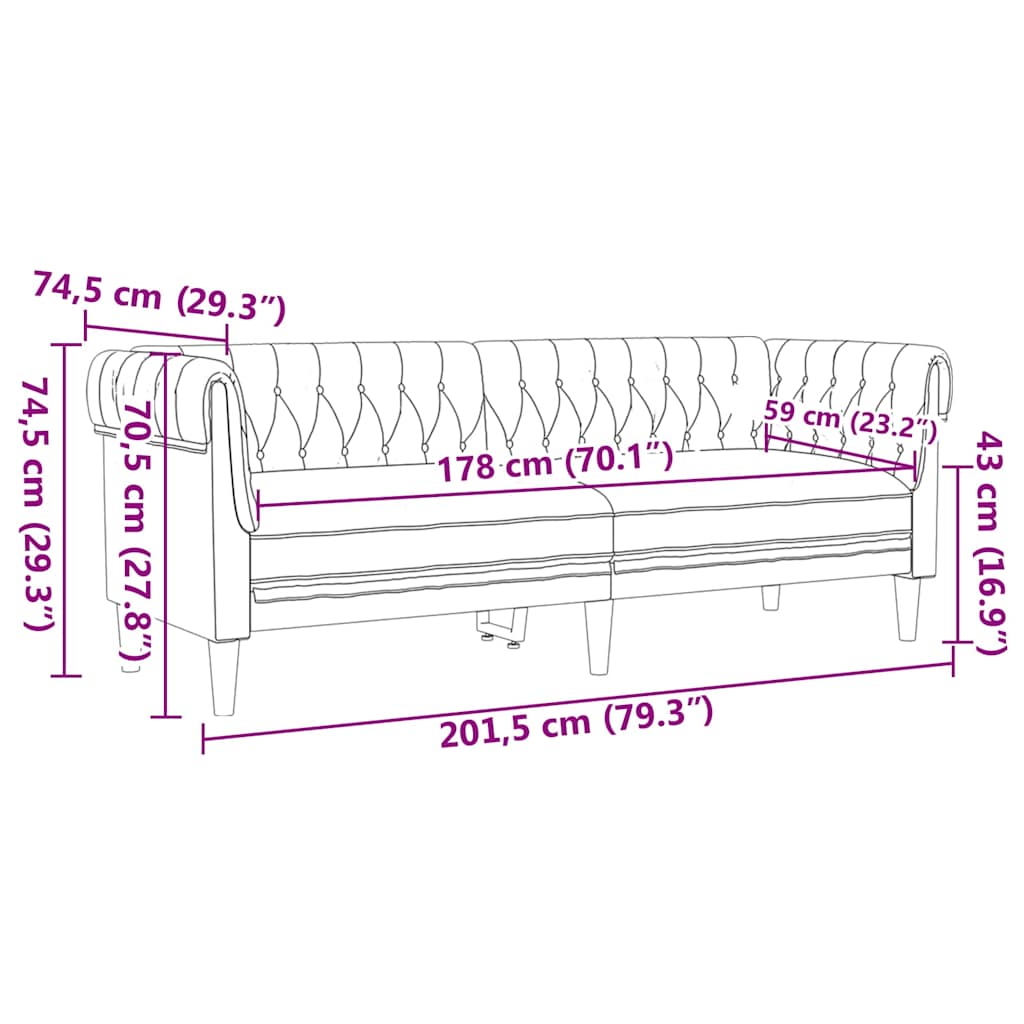 Nappali Kanapé 3 pcs Sötétszürke 201,5 x 74,5 x 74,5 cm szövet