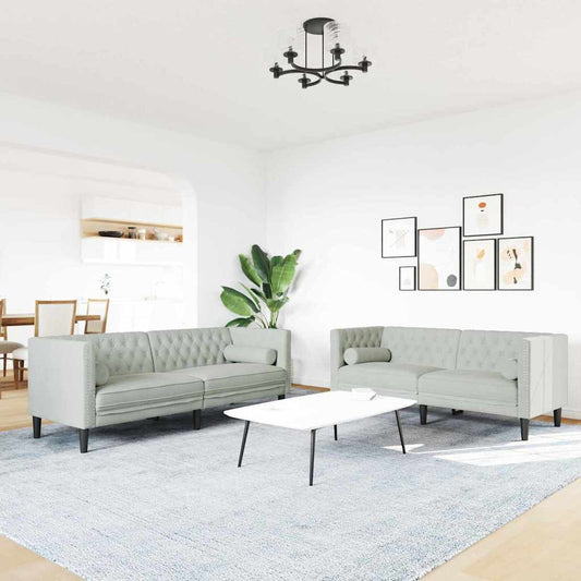 Nappali Kanapé 2 pcs Világosszürke 194 x 74,5 x 70,5 cm Bársony