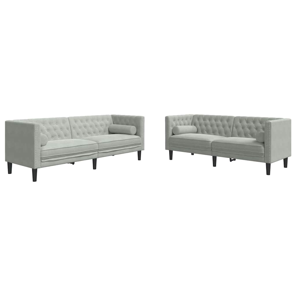 Nappali Kanapé 2 pcs Világosszürke 194 x 74,5 x 70,5 cm Bársony