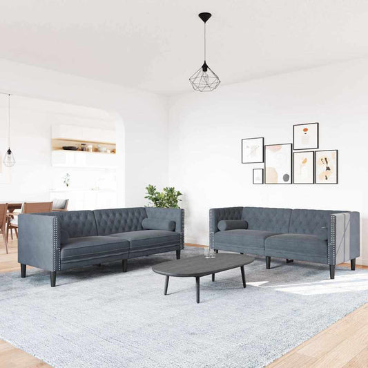 Nappali Kanapé 2 pcs Sötétszürke 194 x 74,5 x 70,5 cm Bársony