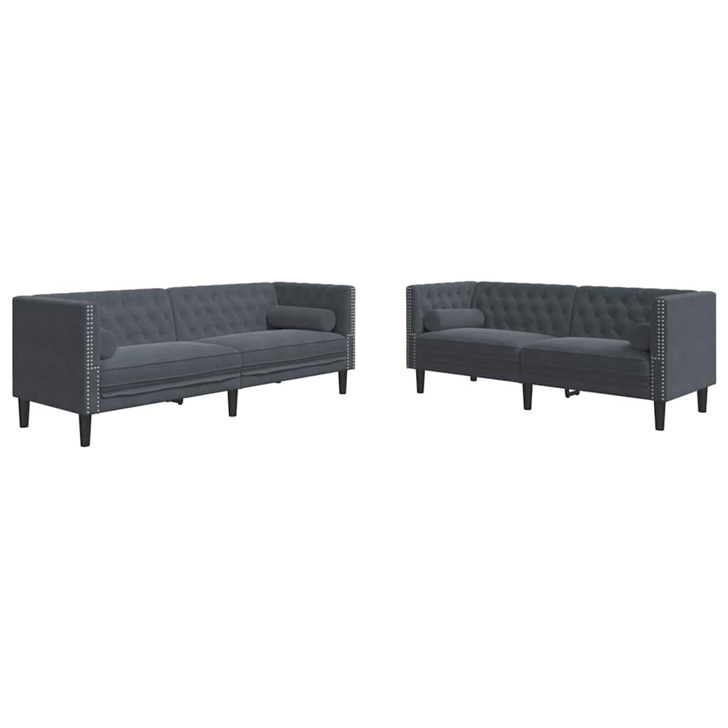 Nappali Kanapé 2 pcs Sötétszürke 194 x 74,5 x 70,5 cm Bársony
