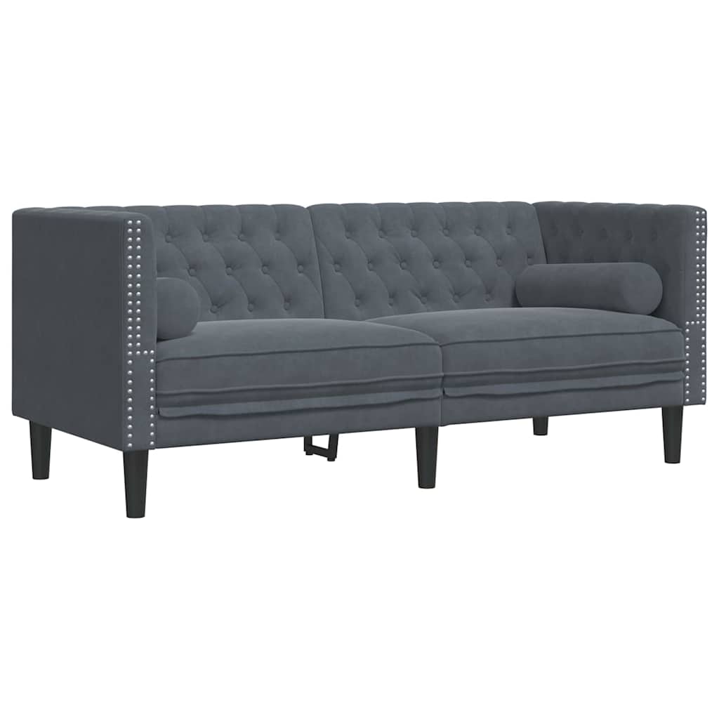 Nappali Kanapé 2 pcs Sötétszürke 194 x 74,5 x 70,5 cm Bársony