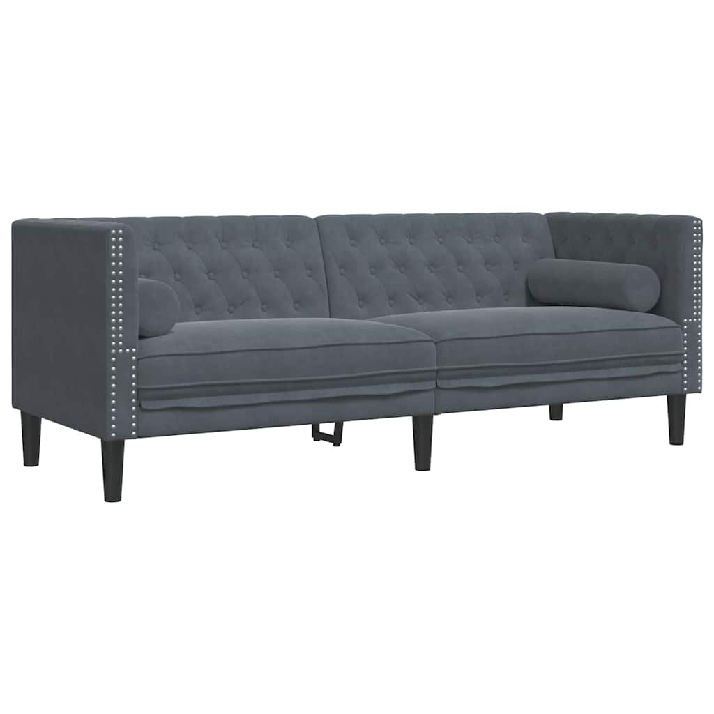 Nappali Kanapé 2 pcs Sötétszürke 194 x 74,5 x 70,5 cm Bársony