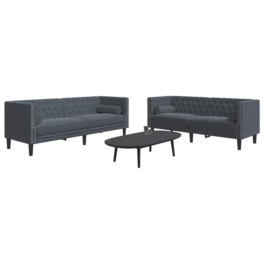 Nappali Kanapé 2 pcs Sötétszürke 194 x 74,5 x 70,5 cm Bársony