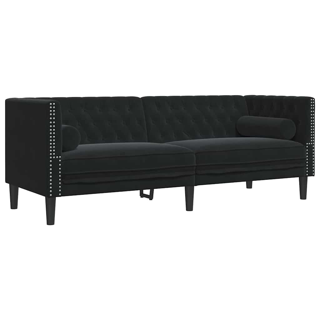 Nappali Kanapé 2 pcs Fekete 194 x 74,5 x 70,5 cm Bársony