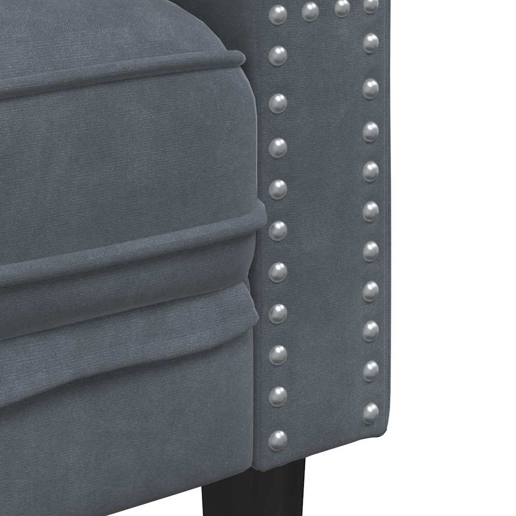 Nappali Kanapé 3 pcs Sötétszürke 194 x 74,5 x 70,5 cm Bársony
