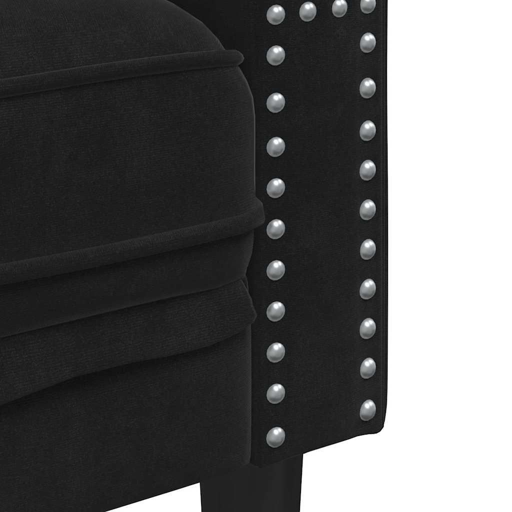 Nappali Kanapé 3 pcs Fekete 194 x 74,5 x 70,5 cm Bársony
