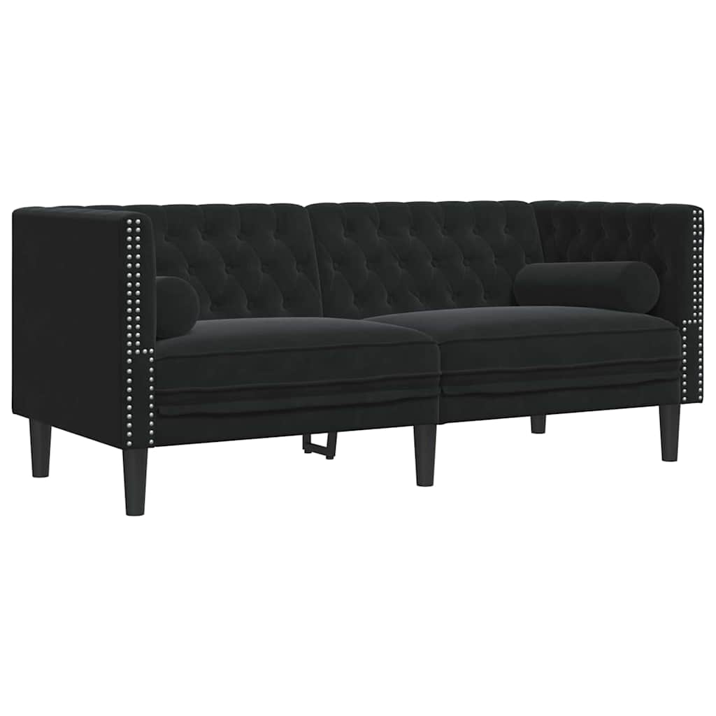 Nappali Kanapé 3 pcs Fekete 194 x 74,5 x 70,5 cm Bársony