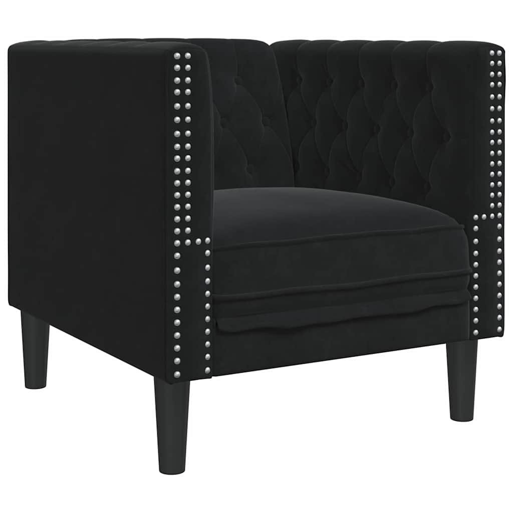 Nappali Kanapé 3 pcs Fekete 194 x 74,5 x 70,5 cm Bársony