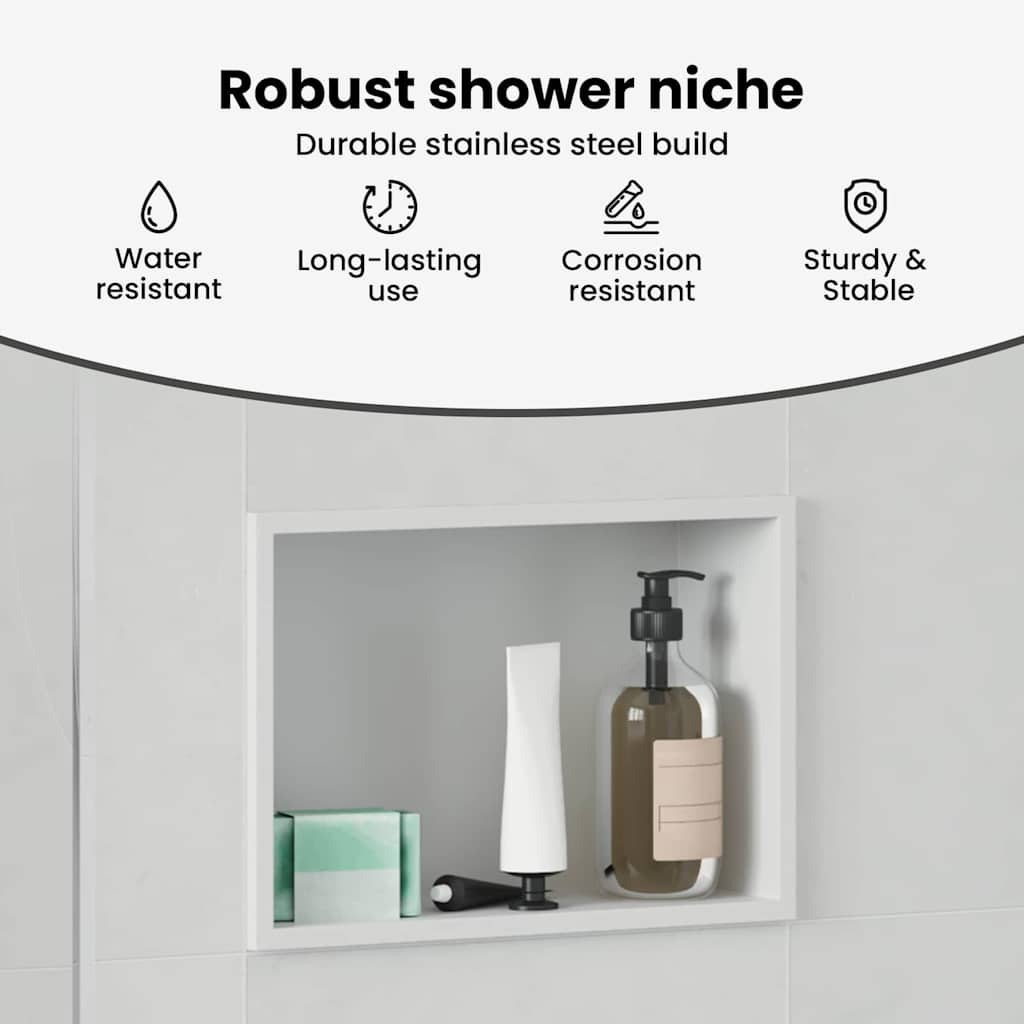 Zuhany Niche Fehér 30 x 20 x 9,5 cm Rozsdamentes acél