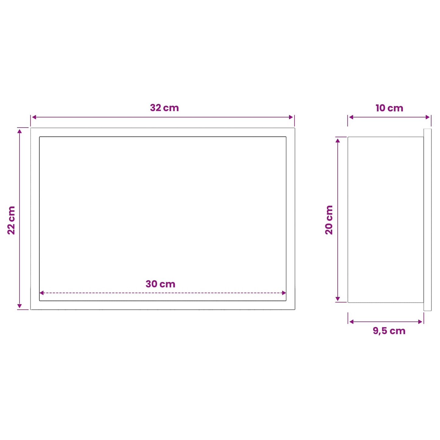 Zuhany Niche Fehér 30 x 20 x 9,5 cm Rozsdamentes Acél