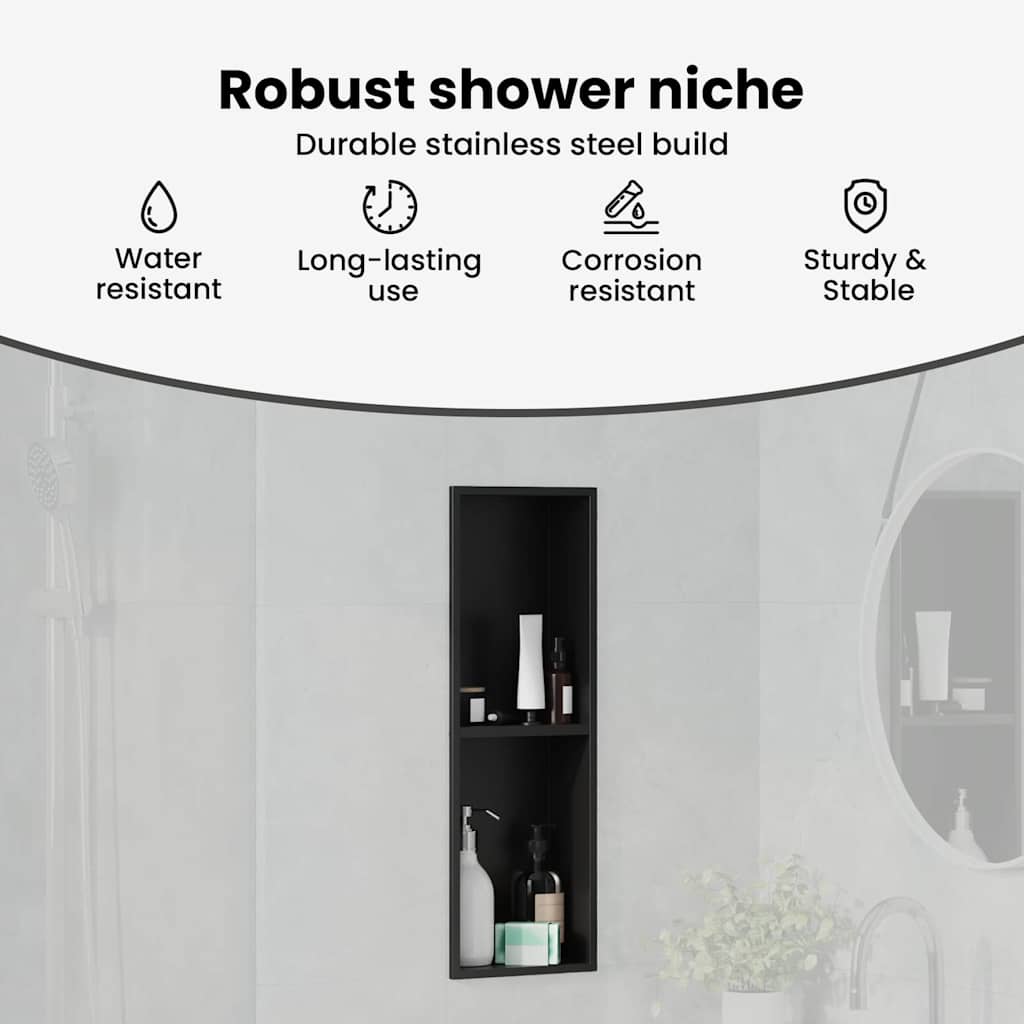 Zuhany Niche Fekete 60 x 20 x 9,5 cm Rozsdamentes acél
