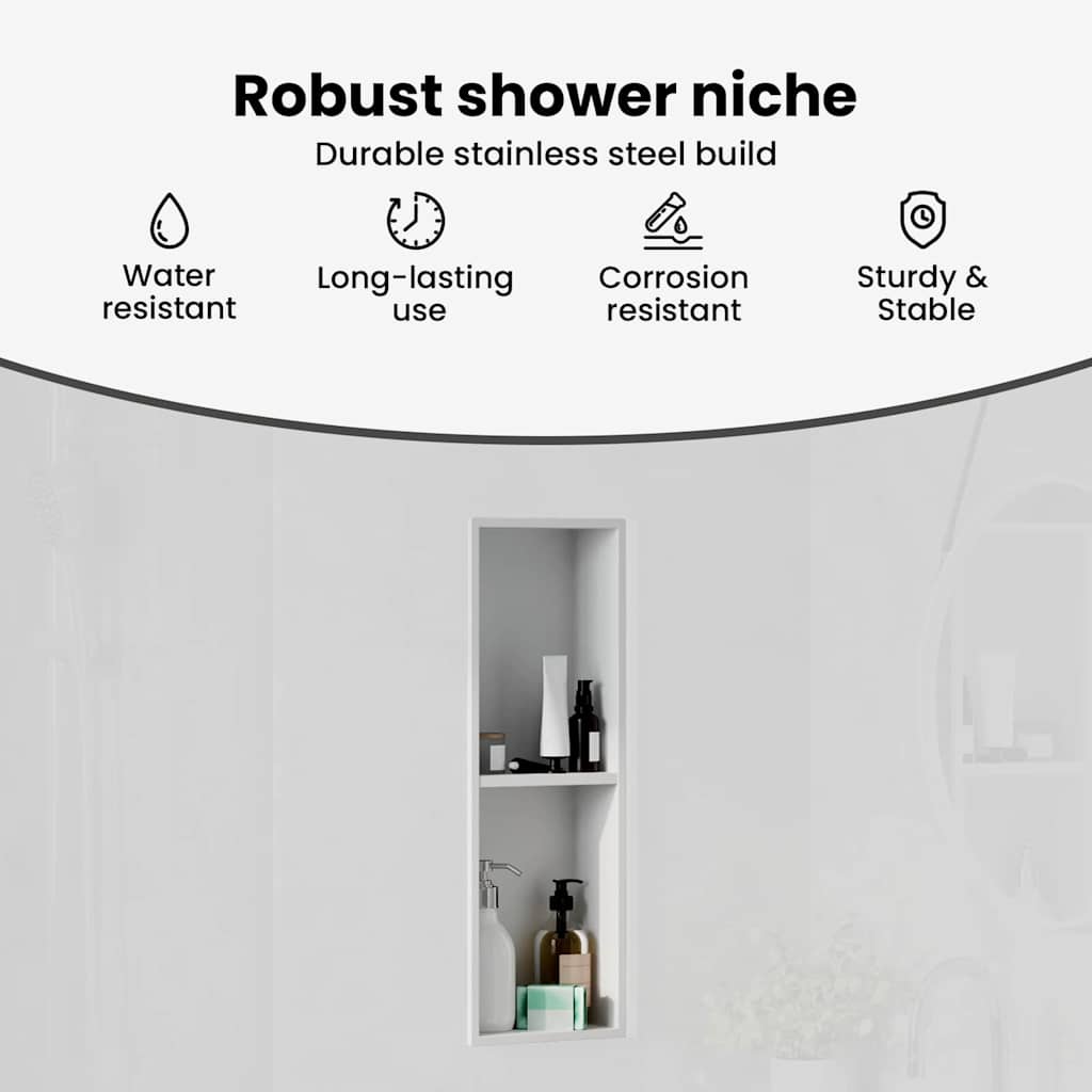 Zuhany Niche Fehér 60 x 20 x 9,5 cm Rozsdamentes acél