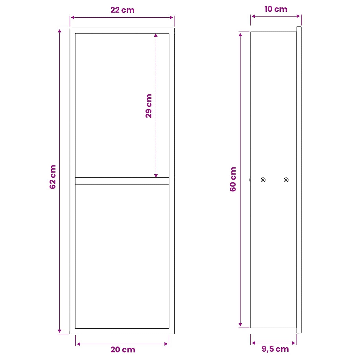 Zuhany Niche Ezüst 60 x 20 x 9,5 cm Rozsdamentes Acél
