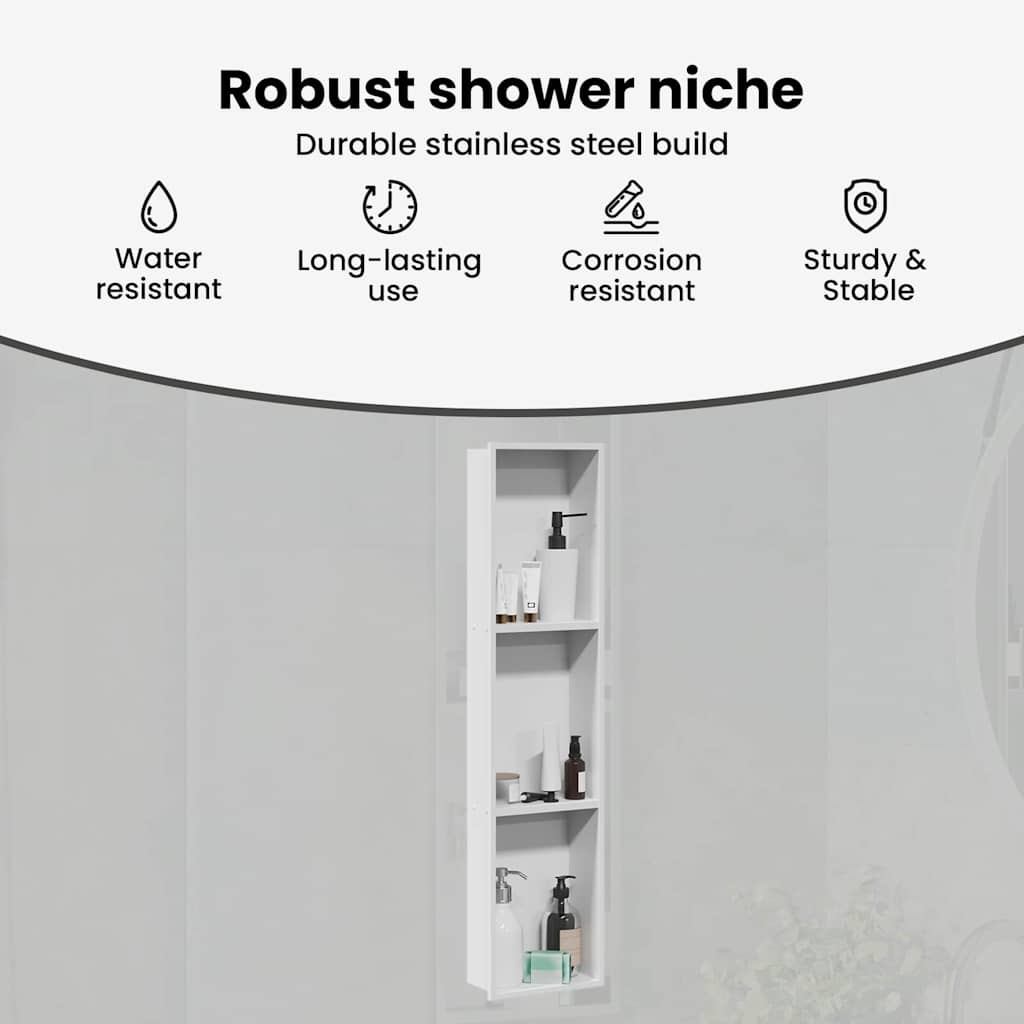 Zuhany Niche Fehér 90 x 20 x 9,5 cm Rozsdamentes acél