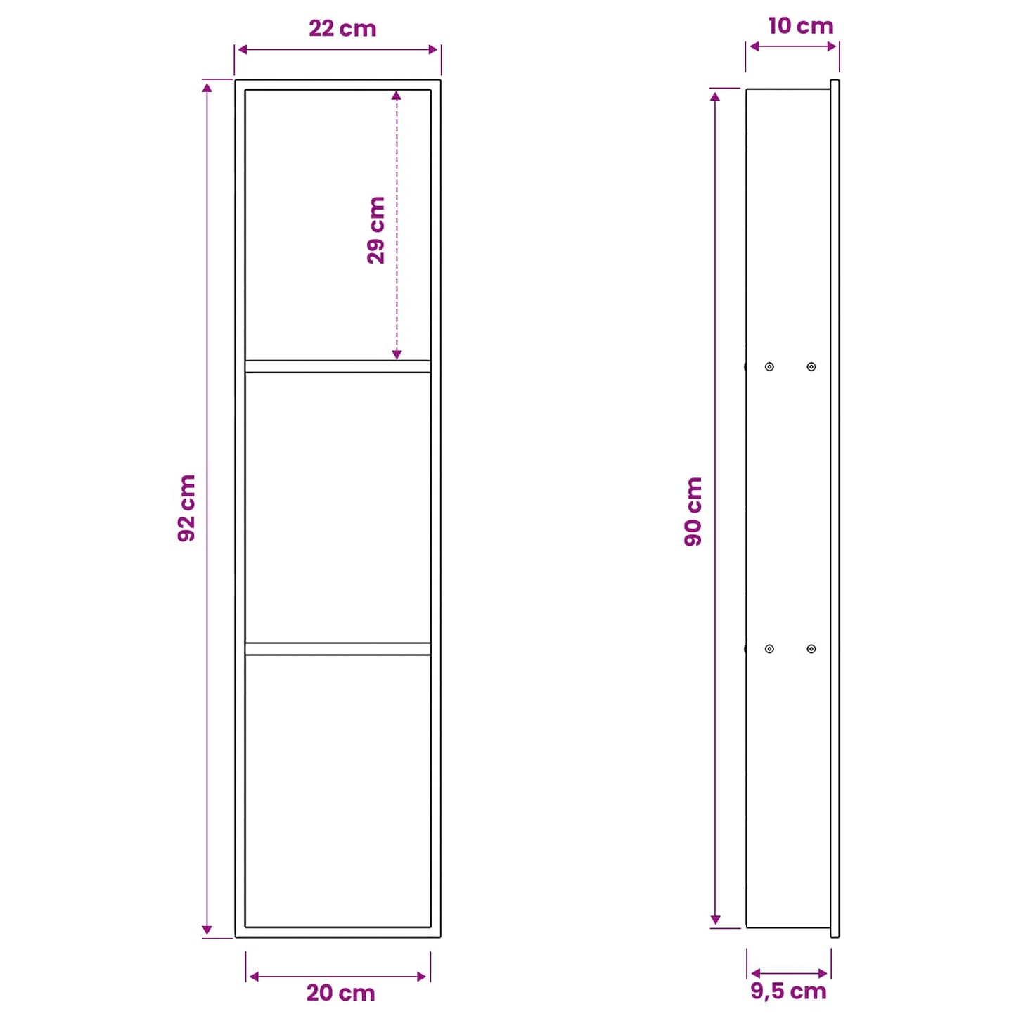 Zuhany Niche Ezüst 90 x 20 x 9,5 cm Rozsdamentes Acél