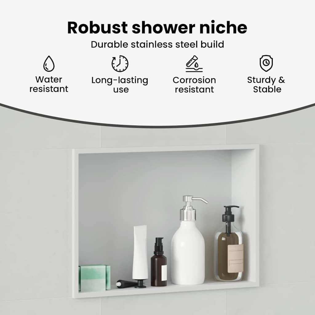 Zuhany Niche Fehér 45 x 30 x 9,5 cm Rozsdamentes acél