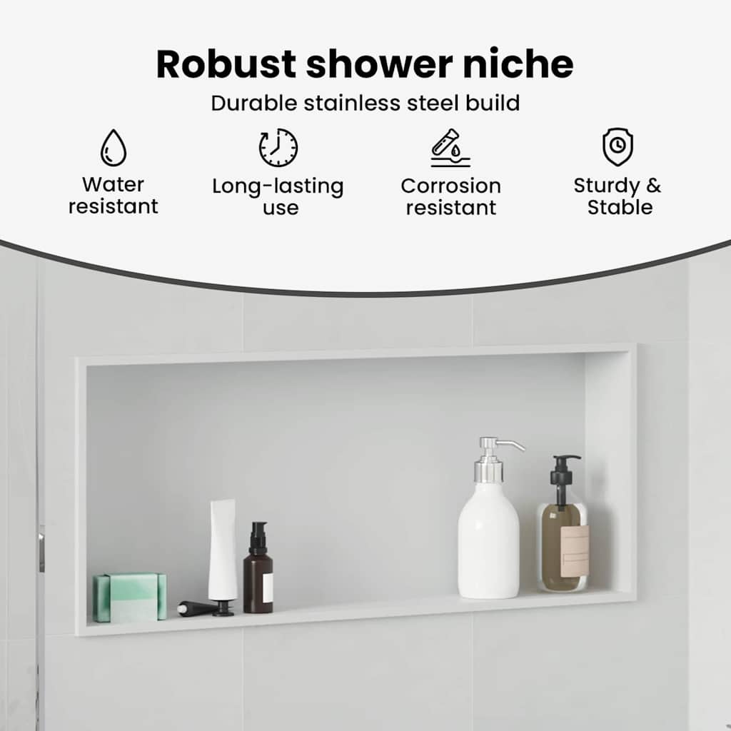 Zuhany Niche Fehér 75 x 30 x 9,5 cm Rozsdamentes acél