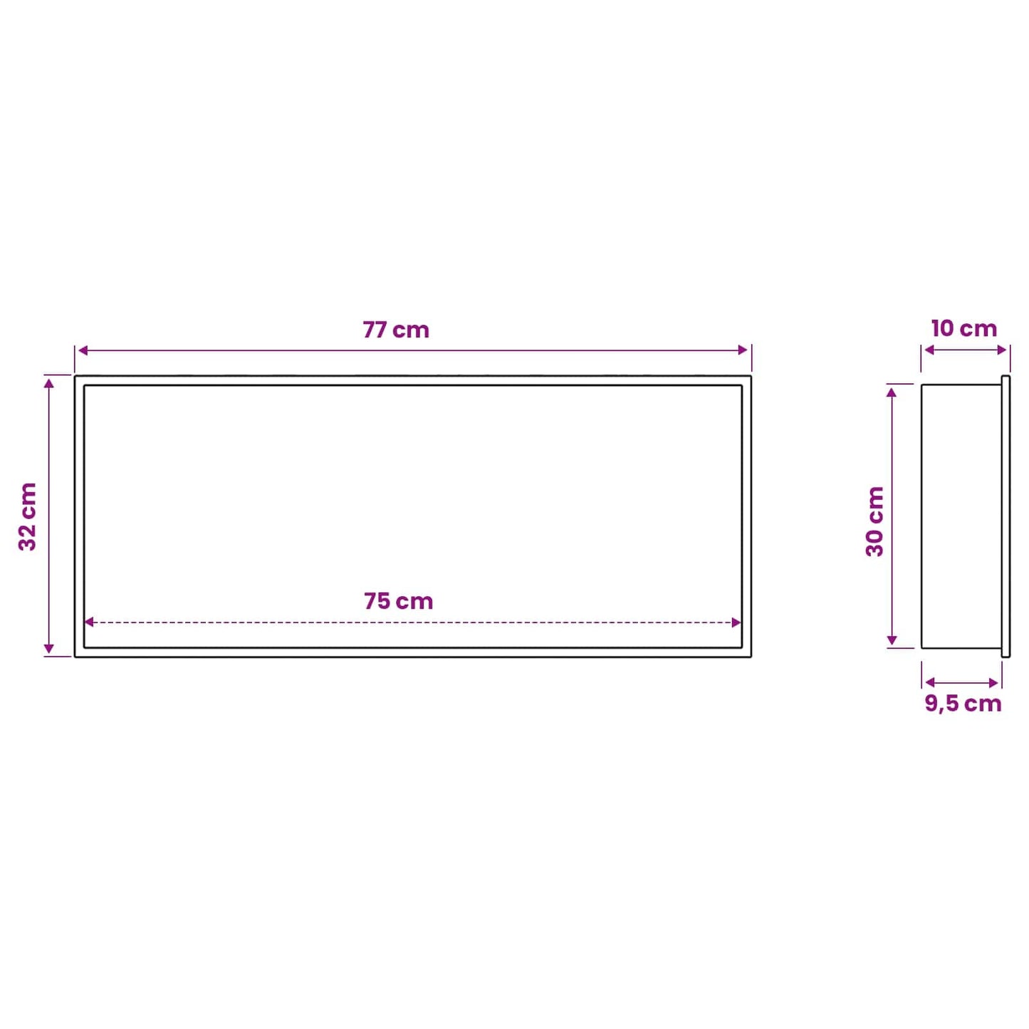 Zuhany Niche Ezüst 75 x 30 x 9,5 cm Rozsdamentes Acél