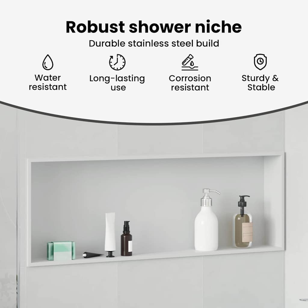 Zuhany Niche Fehér 90 x 30 x 9,5 cm Rozsdamentes acél