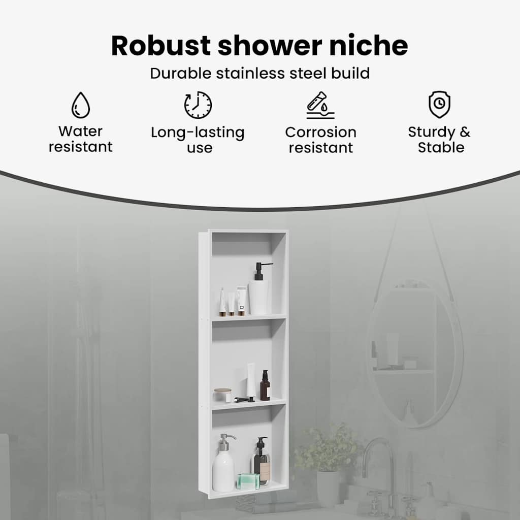 Zuhany Niche Fehér 90 x 30 x 9,5 cm Rozsdamentes acél