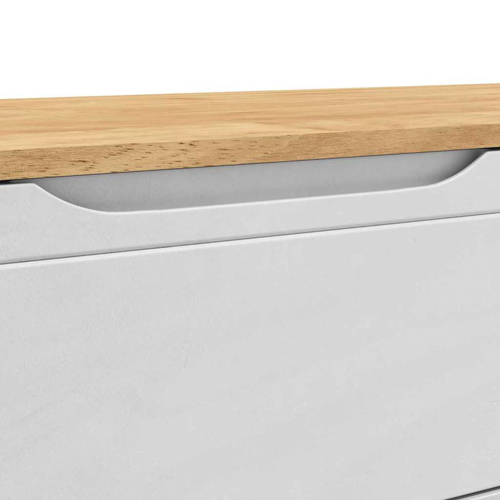 Előszoba pad fiókkal FLORO Fehér 115 x 40 x 45 cm Tömör fenyőfa