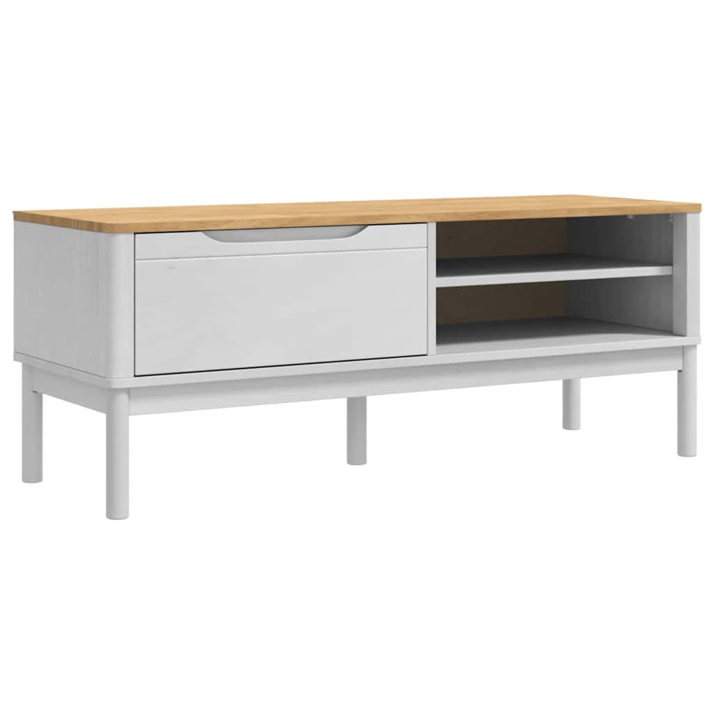 Előszoba pad fiókkal FLORO Fehér 115 x 40 x 45 cm Tömör fenyőfa