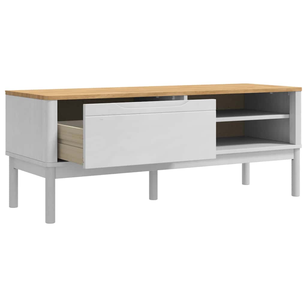 Előszoba pad fiókkal FLORO Fehér 115 x 40 x 45 cm Tömör fenyőfa