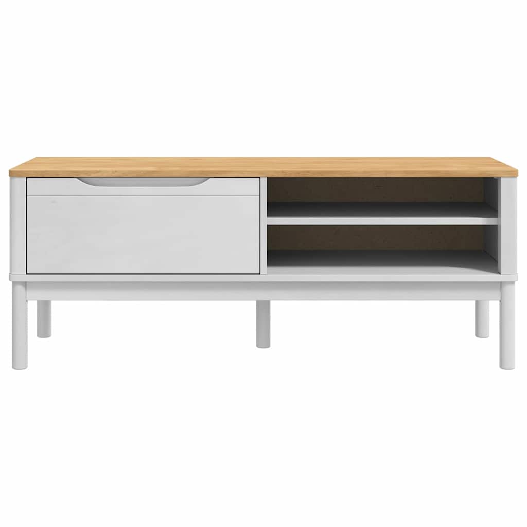 Előszoba pad fiókkal FLORO Fehér 115 x 40 x 45 cm Tömör fenyőfa