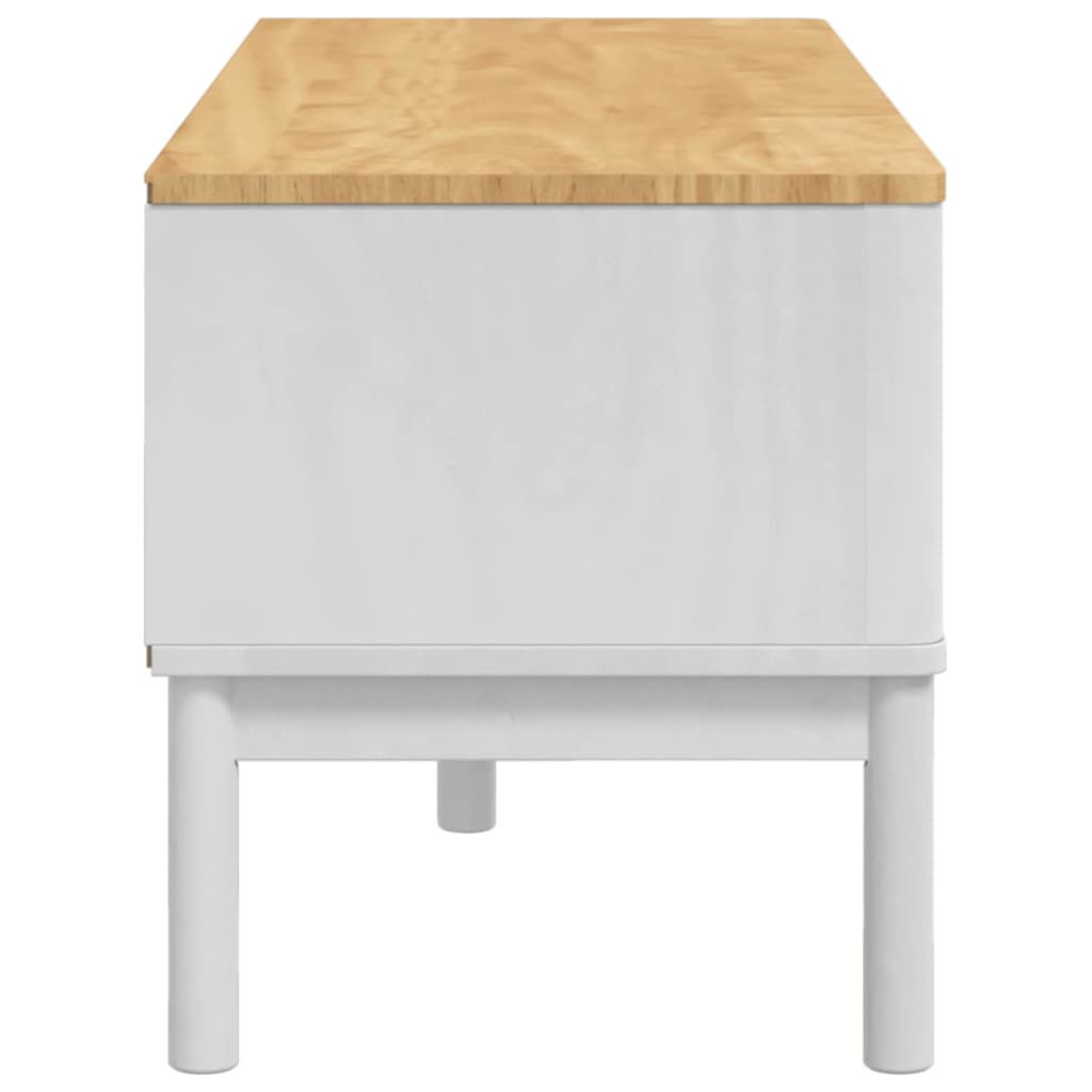 Előszoba pad fiókkal FLORO Fehér 115 x 40 x 45 cm Tömör fenyőfa