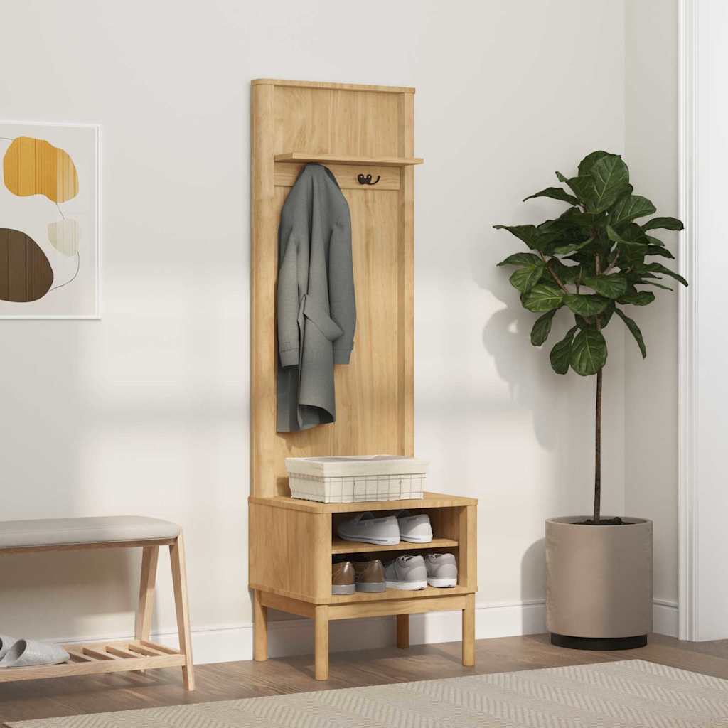 Előszobafal FLORO Faggyú barna 50 x 40 x 158 cm Tömör fenyőfa