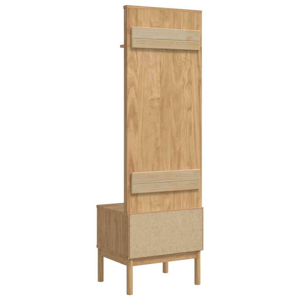 Előszobafal FLORO Faggyú barna 50 x 40 x 158 cm Tömör fenyőfa