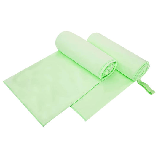 Sport Törölközők 2 pcs Zöld 200 x 100 cm Poliészter és poliamid