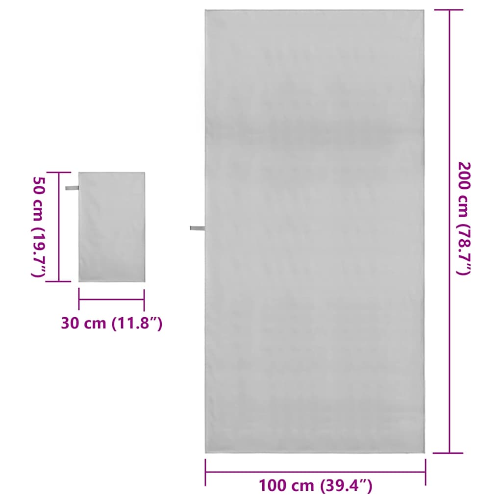 Sporttörölköző Szett 2 pcs Szürke szövet