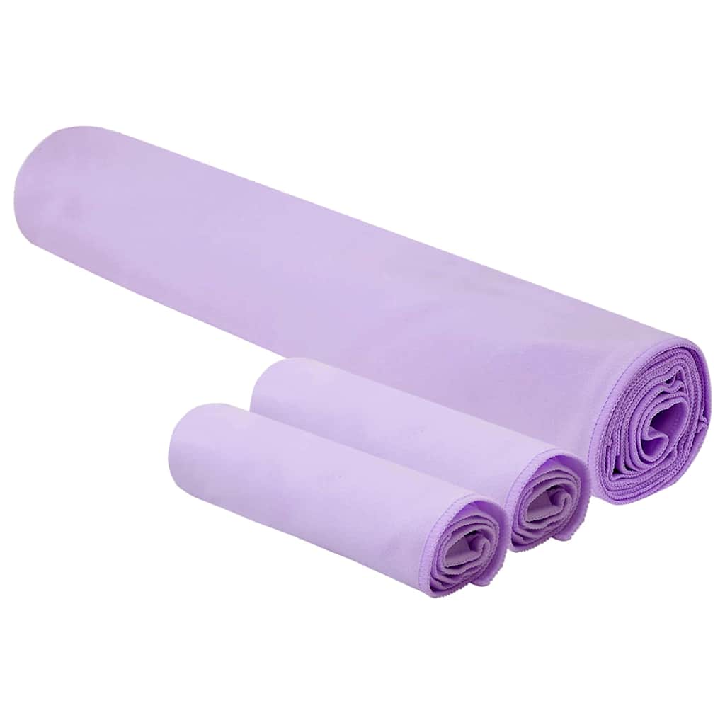 Sporttörölköző Szett 3 pcs Lila Poliészter és poliamid