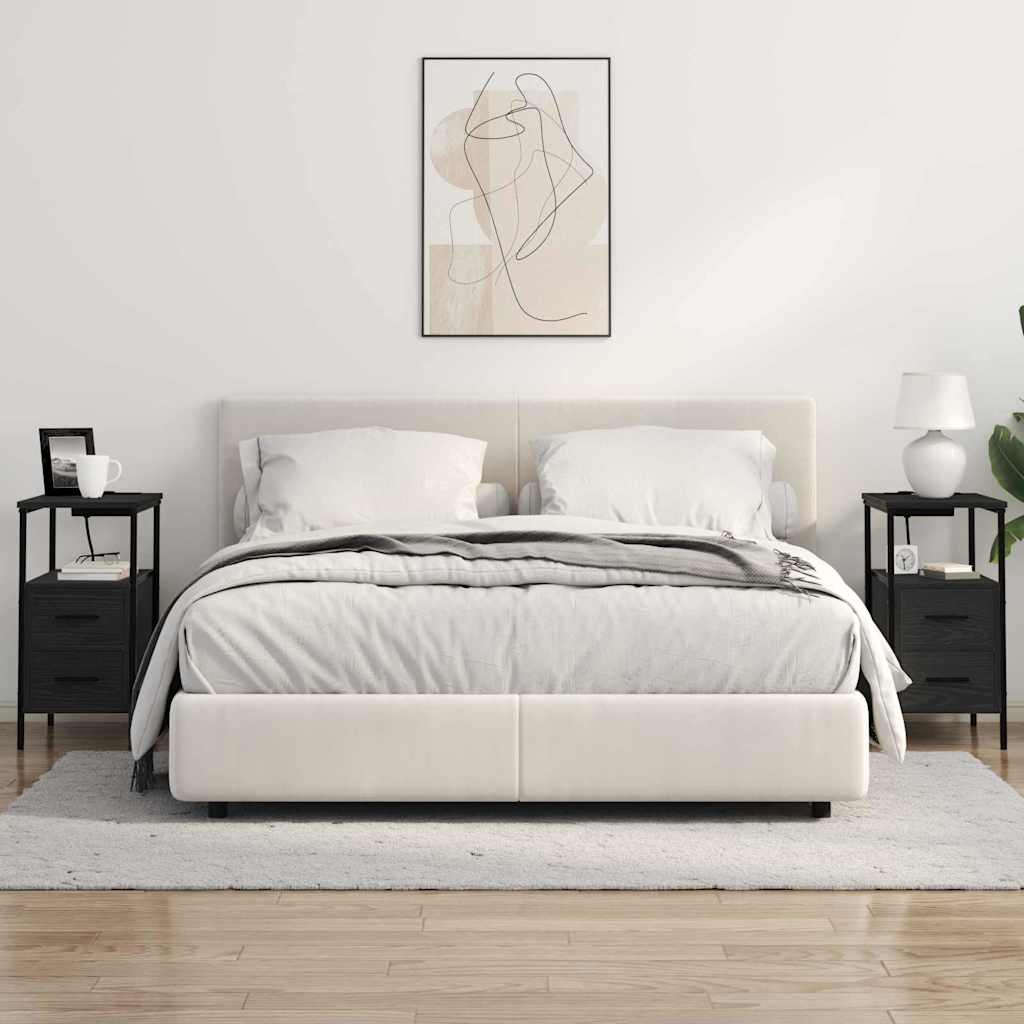 Éjjeliszekrény 2 db Fekete tölgy 30 x 48 x 61 cm Szerelt Fa
