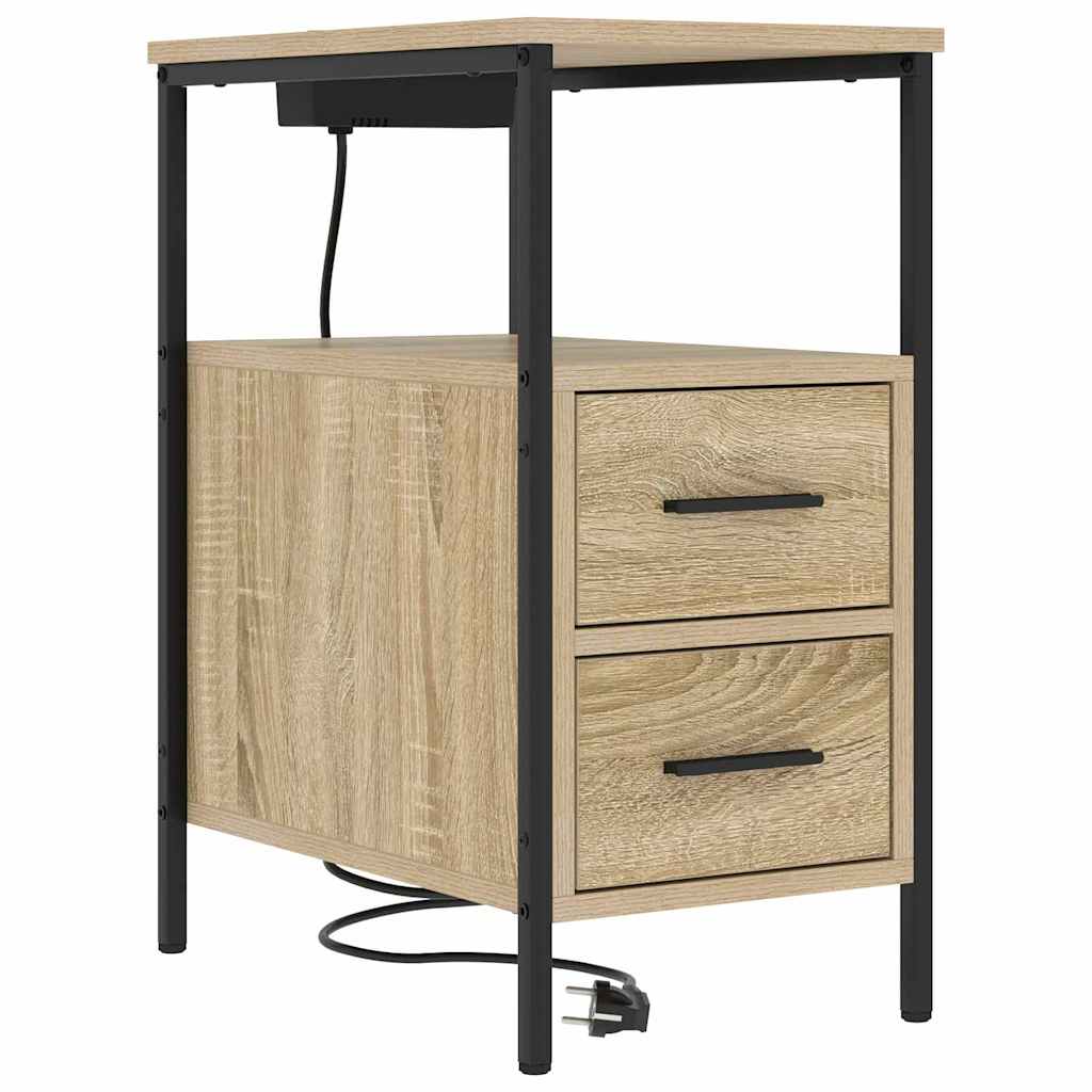 Éjjeliszekrény 2 db Sonoma tölgy 30 x 48 x 61 cm Szerelt Fa