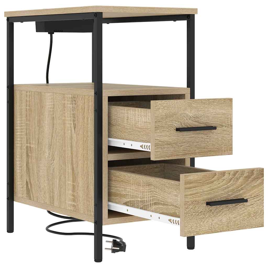 Éjjeliszekrény 2 db Sonoma tölgy 30 x 48 x 61 cm Szerelt Fa
