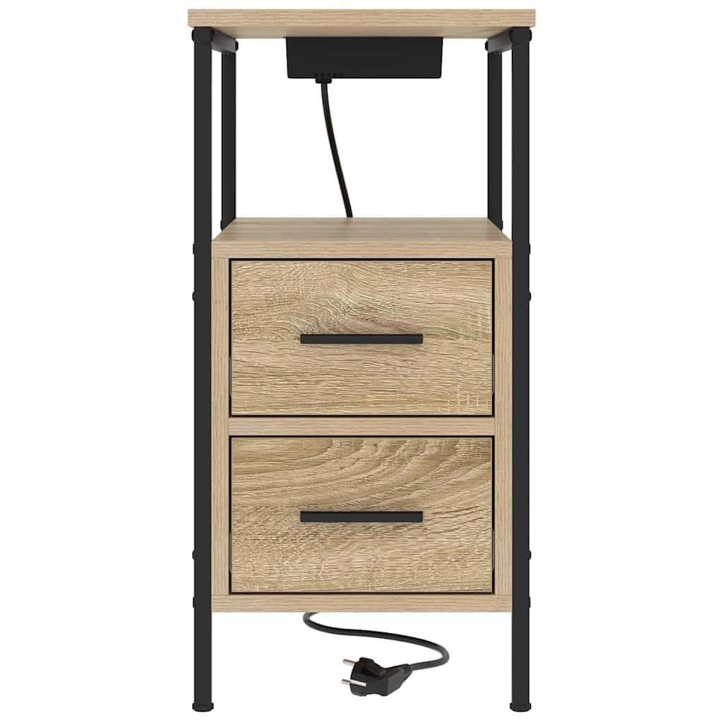 Éjjeliszekrény 2 db Sonoma tölgy 30 x 48 x 61 cm Szerelt Fa