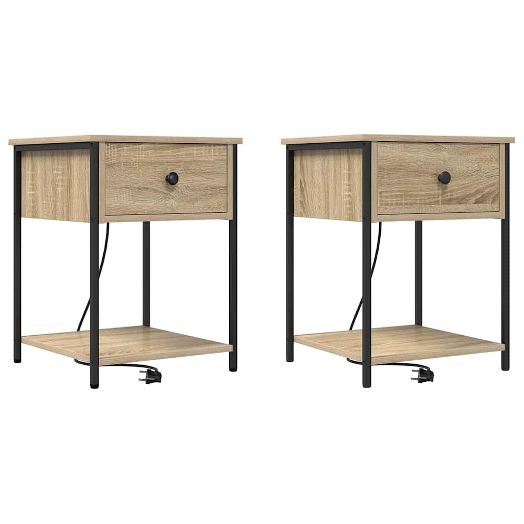 Éjjeliszekrény 2 db Sonoma tölgy 42 x 41 x 56 cm Szerelt Fa
