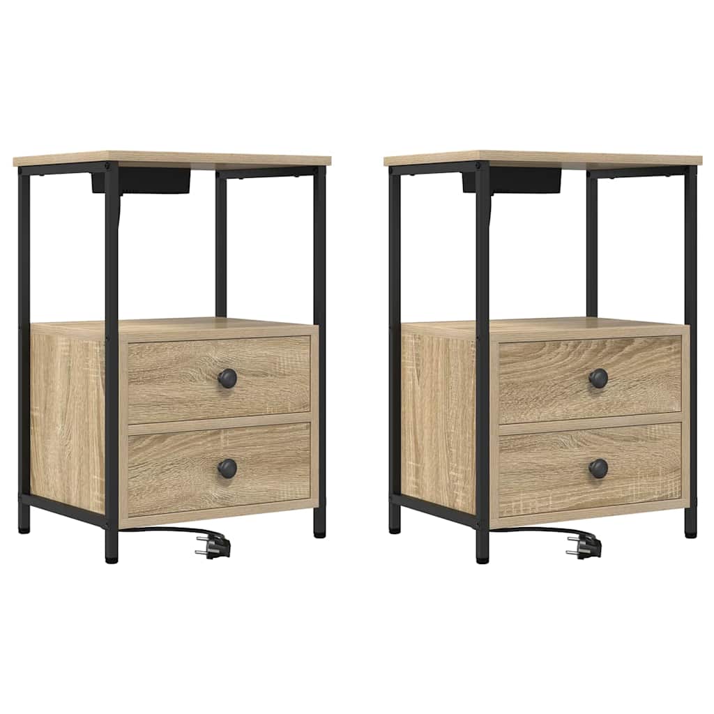 Éjjeliszekrény 2 db Sonoma tölgy 40 x 31 x 60 cm Szerelt Fa