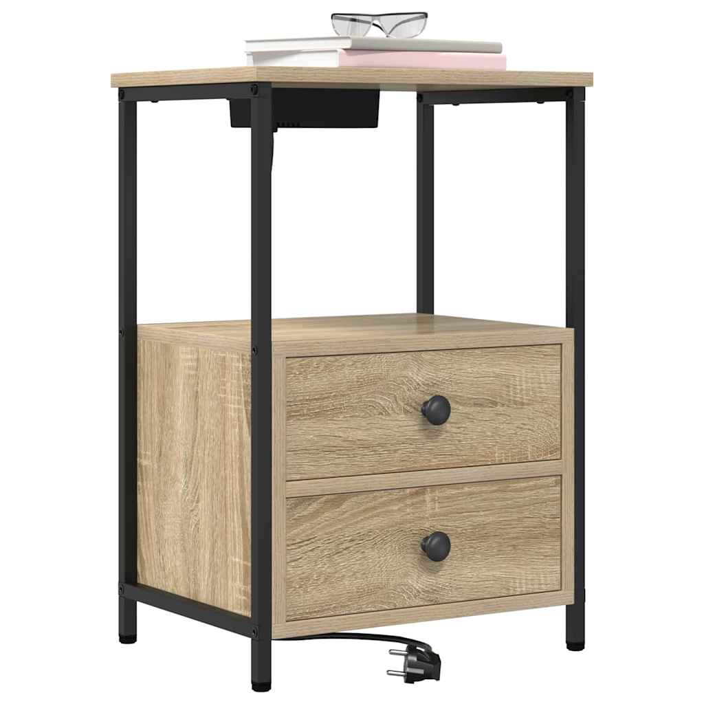 Éjjeliszekrény 2 db Sonoma tölgy 40 x 31 x 60 cm Szerelt Fa