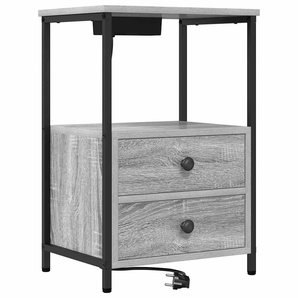 Éjjeliszekrény 2 db Szürke Sonoma 40 x 31 x 60 cm Szerelt Fa