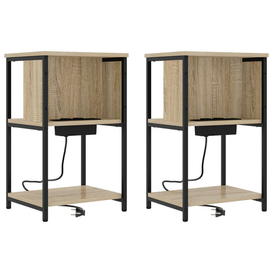 Éjjeliszekrény 2 db Sonoma tölgy 38 x 31 x 61 cm Szerelt Fa