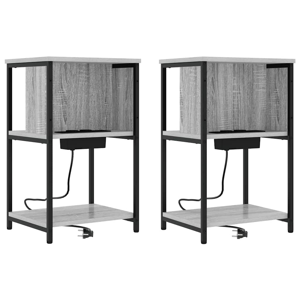 Éjjeliszekrény 2 db Szürke Sonoma 38 x 31 x 61 cm Szerelt Fa