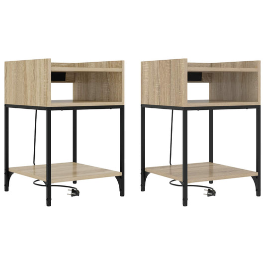 Éjjeliszekrény 2 db Sonoma tölgy 40 x 40 x 61 cm Szerelt Fa