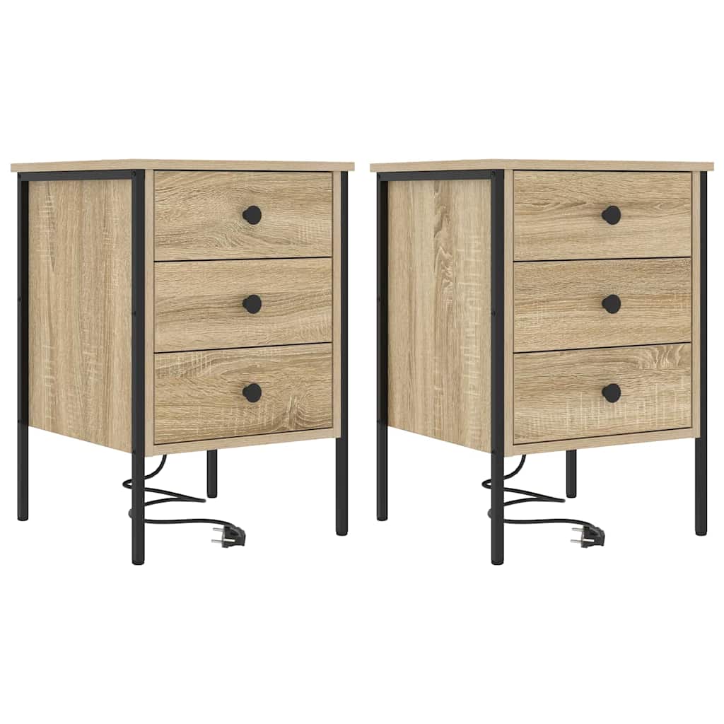 Éjjeliszekrény 2 db Sonoma tölgy 42 x 41 x 61 cm Szerelt Fa