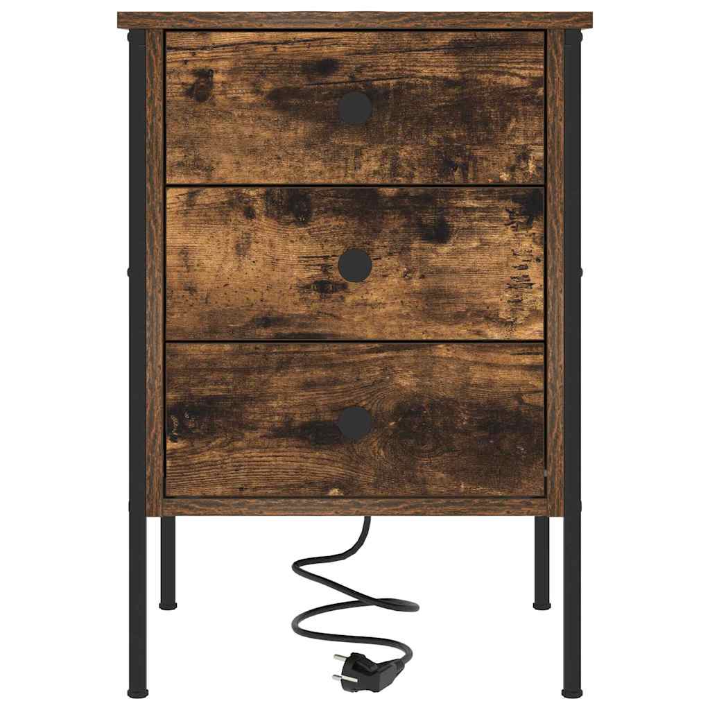 Éjjeliszekrény 2 db Füstölt tölgy 42 x 41 x 61 cm Szerelt Fa