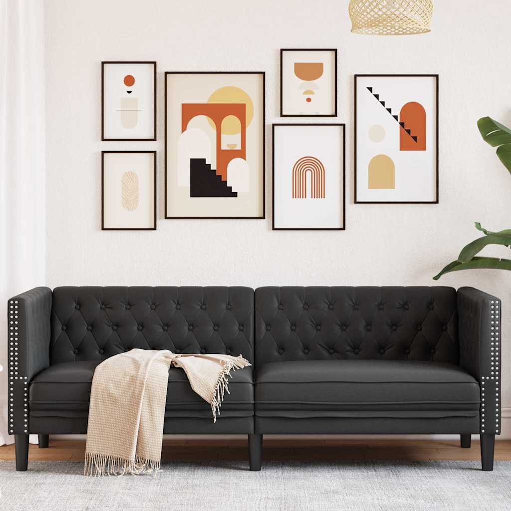 Kanapé Fekete 194 x 74,5 x 70,5 cm PVC