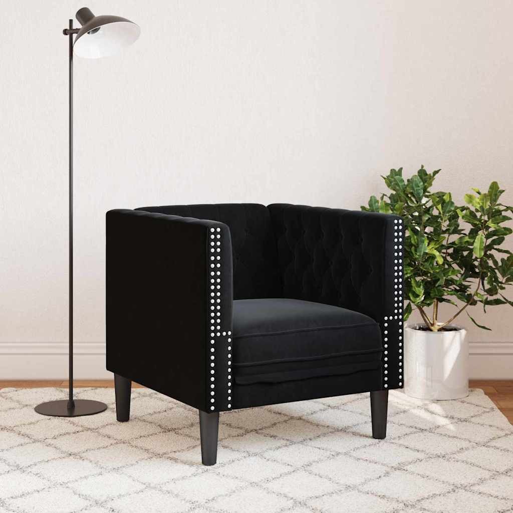 Kanapé Fekete 74,5 x 71 x 70,5 cm Bársony